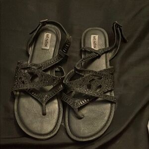 Not Rated Black Studded Sandals